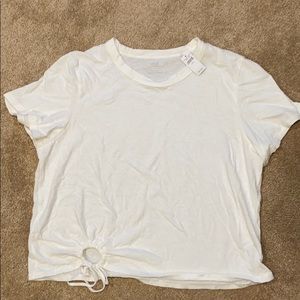 Aerie White Keyhole Cropped Tee
